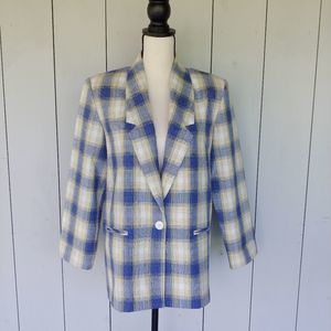 CHRISTY GIRL | BlueYellow Plaid Boyfriend Blazer